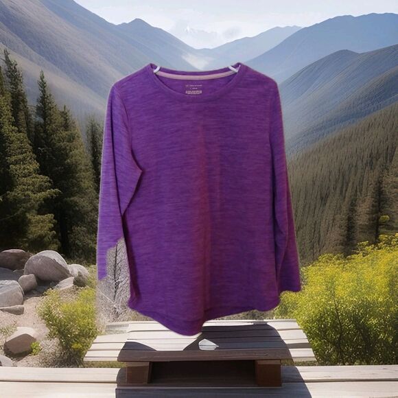 Tek Gear Women’s L Purple Long Sleeve Shirt Athletic Top Soft Brushed Interior - Picture 4 of 6